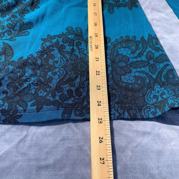 INC International Concepts Womens 3X Shirt Contrast Top Blue Floral Long Sleeve - Picture 4 of 8